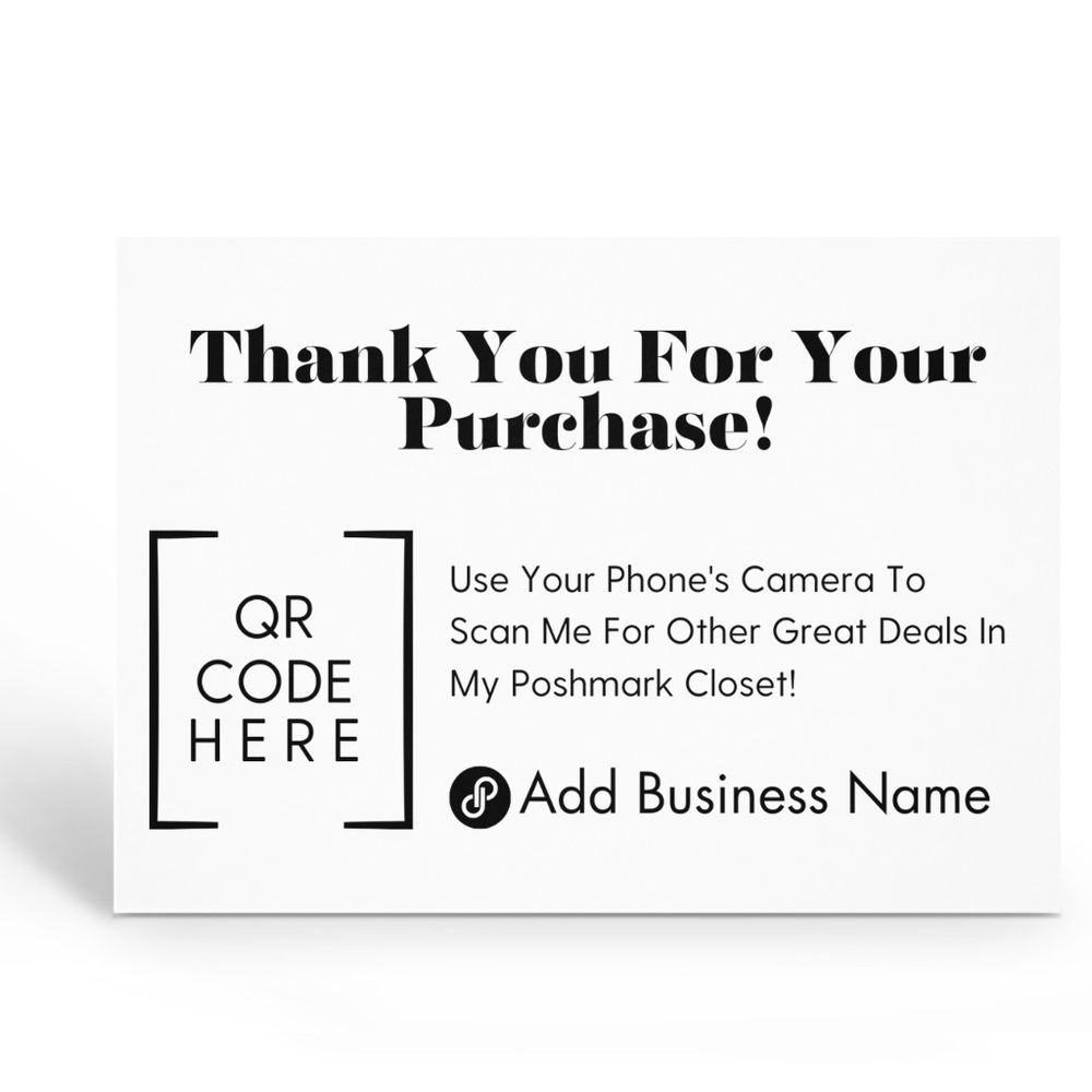 Custom Minimalist Thank You Cards with Business Name & QR Code